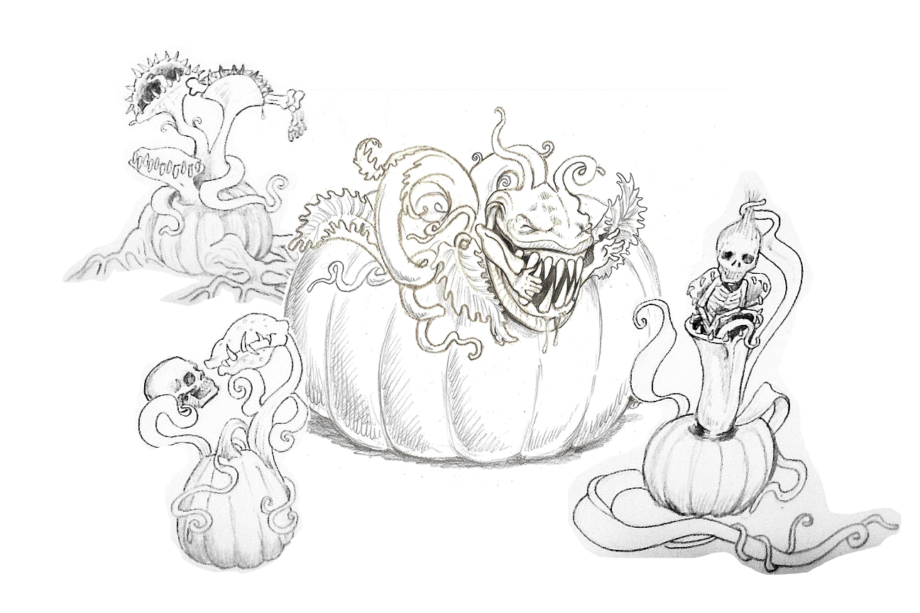 Master Carver Ray Villafane's concept drawing for the 2013 Giant Pumpkin Carving Weekend display