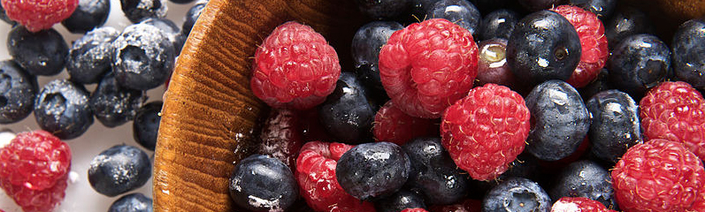 Blueberries and raspberries