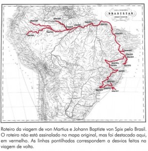 Itinerary of the Martius expedition in Brazil