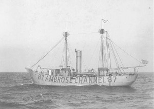 U.S. Coast Guard Lightship LV-87, probably the lightship to which Dr. Rusby refers in his diary entry of June 21. The Ambrose Channel is the main shipping channel into New York Harbor and lightships like this one were used to assist in navigation. In May of 1921, less than one month before Rusby’s expedition was delayed near this ship, LV-87 was the first in the United States to have a radio beacon installed, further assisting those ships entering and leaving the harbor.