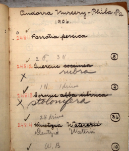 The original hand-written accession record from accession book #29