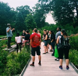 Interns enjoy a tour of the Native Plant Garden, led by NYBG Curator Michael Hagen