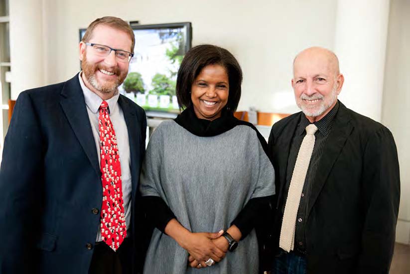 Experts from Fordham University speak at the NYBG/Humanities Institute Colloquium. From left to right: J. Alan Clark, Sheila Foster, and Roger Panetta.