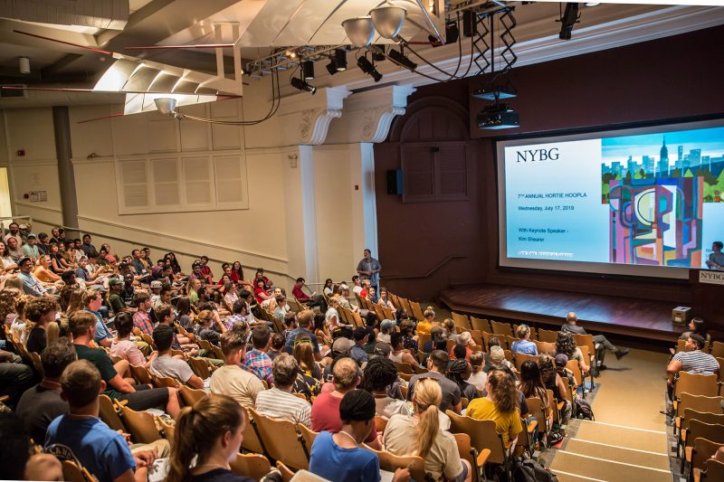 Photo of a speaker addressing a crowd in Ross Hall