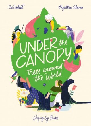 The cover for "Under the Canopy", featuring an illustration of people and animals in and around a tree.