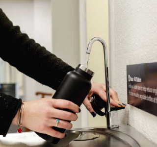 Photo of a water fill station in use