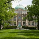 The LuEsther T. Mertz Library in the summer.