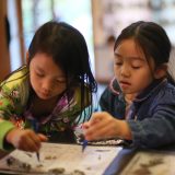 Children working on a craft.