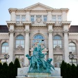 The Lillian Goldman Fountain of Life at the entrance of the LuEsther T. Mertz Library