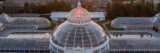 aerial shot of the Enid. A. Haupt Conservatory at sunset