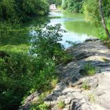 View of lake in Central Park.