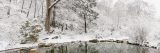 Snow covered rock garden in the winter