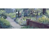 A Plein-Air oil painting of a garden with a walkway by Lisa Egeli