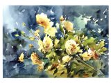 A Plein-Air watercolor painting of yellow roses by Marc Holmes