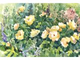 A Plein-Air watercolor painting of flowers in the Perennial Garden by Shari Blaukopf