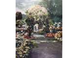 A Plein-Air watercolor painting of the NYBG Rose Garden by Stewart White