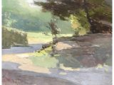 A Plein-Air oil painting of a rock in shadows by Zufar Bikbov