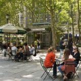 People talking in Bryant park