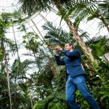 A musician playing the trumpet in the Conservatory