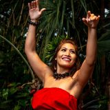 A hula performer dancing.