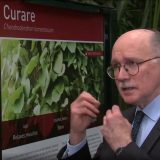 A man standing in front of a sign that says "Curare"