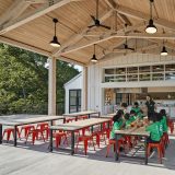 Children listening to a gardening demonstration in the Edible Academy