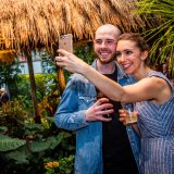 Visitors enjoy drinks in the Conservatory