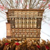 A model of the Macy's store in Manhattan made entirely out of plant parts.