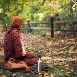 Photo of a man forest bathing