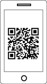 A QR code surrounded by a phone illustration.
