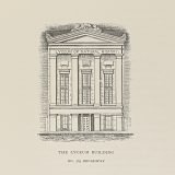 black and white line drawing of the facade of the Lyceum Building