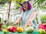 Angelica Negron playing music on vegetables