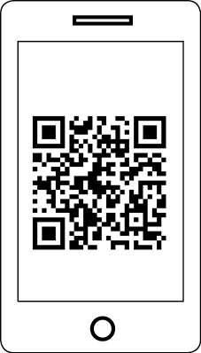 A QR code surrounded by a phone illustration.