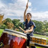 Photo of a Taiko drummer in the Steinhardt maple collection