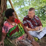 Photo of David Harrison recording languages in Vanuatu