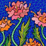 Detail of Kusama's painting Summer Flower