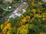 Overhead shot of the Edible Academy showing a mix of fall colored trees