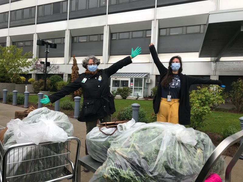 Photo of VA center staff receiving vegetables