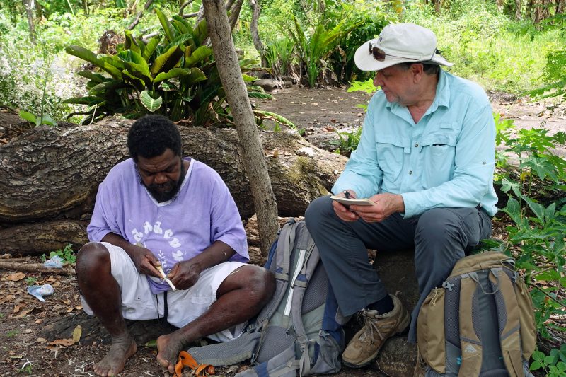 Dr. Michael Balick learns about uses of local plants from Ruben Neriam on Aneityum island, Vanuatu.