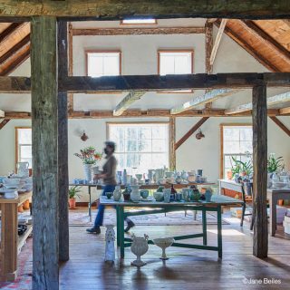 Frances Palmer working in her ceramic studio