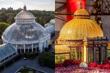 image of a domed glass house next to its natural material replica