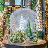 arrangement of holiday trees in NYBG Shop