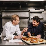 Dan Barber and Michael Mazourek in a kitchen