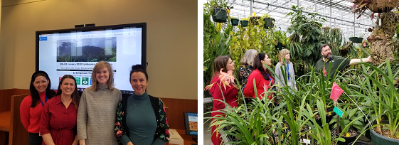 Photo of Dumbarton Oaks visitors exploring the Nolen Greenhouses and Library