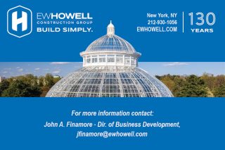 advertisement logo E W Howell blue background image of dome on a conservatory