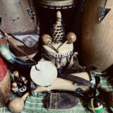 A collection of analogue instruments including maracas and hand drums
