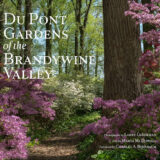 A book cover that reads "Du Pont Gardens of the Brandywine Valley" with an image of a shady forest full of pink flowers