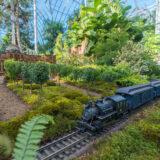 Holiday Train Show model train LuEsther T. Mertz Library Building structure made of natural materials 1:1 Crop