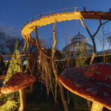 Holiday Train Show and NYBG GLOW mushrooms Enid A. Haupt Conservatory Lawn enchanted woodland expansion 1:1 Crop