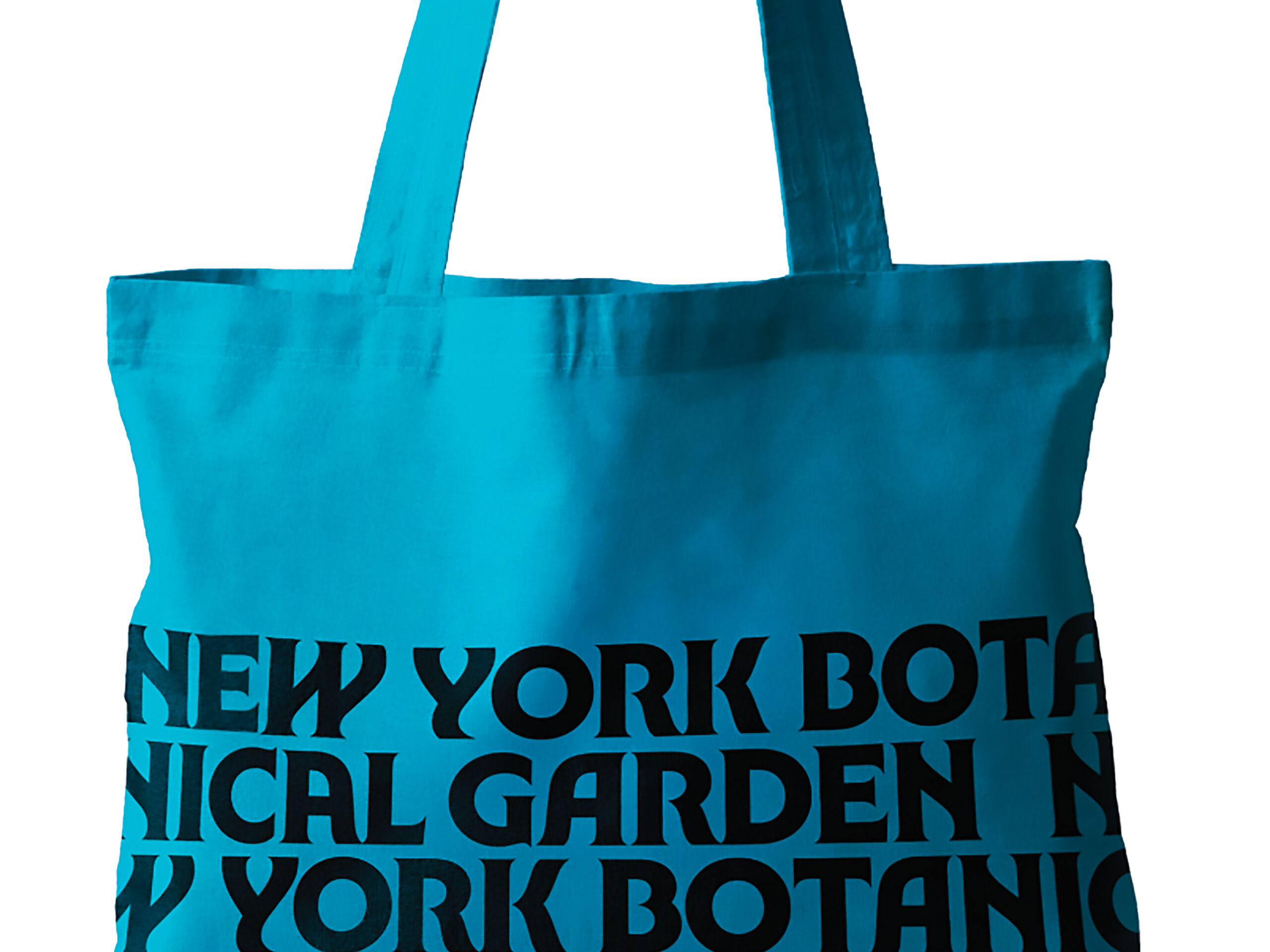 A blue canvas tote bag that reads 'NEW YORK BOTANICAL GARDEN'